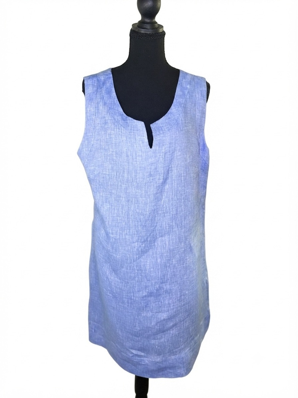 Luisa Made in Italy 100% Linen Sleeveless Shift Dress Light Blue XXL